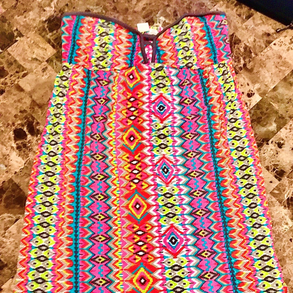 Roxy aztec print tube top mini dress sz L